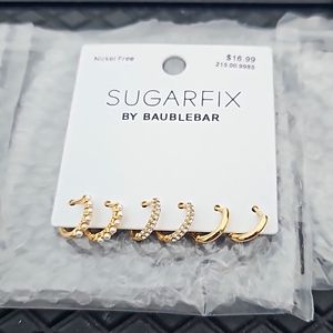 Sugarfix by Baublebar Gold Crystal Gold and Pearl Hoop Earring Set